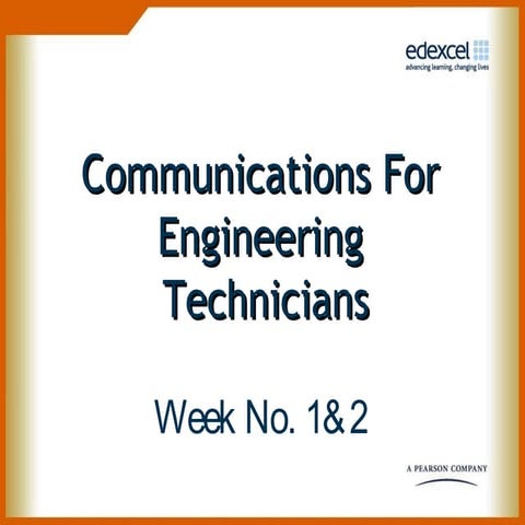Week1&2  comm.,  for engineering technicians