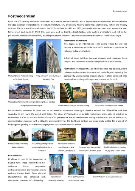 Post Modernism in Architecture | PDF