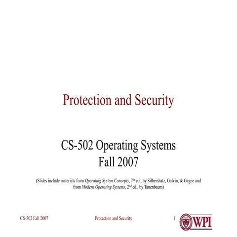 Week 13, Protection and Security.ppt