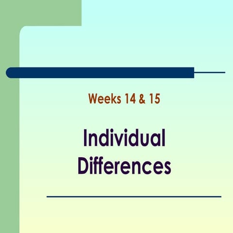 Week 14 -15 Individual Differences | PPT