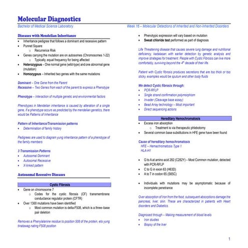 Molecular diagnosis of genetic disease ppt for students | PPTX