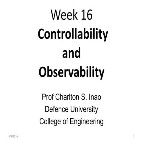 Week 16 controllability and observability june 1 final
