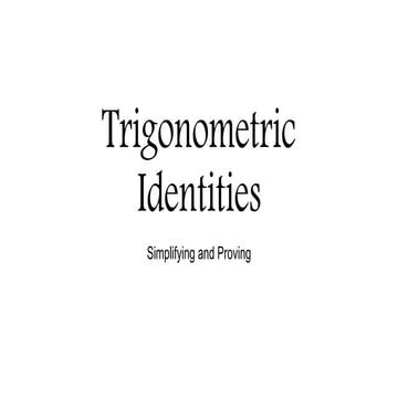 Trigonometry - Trigonometric Identities