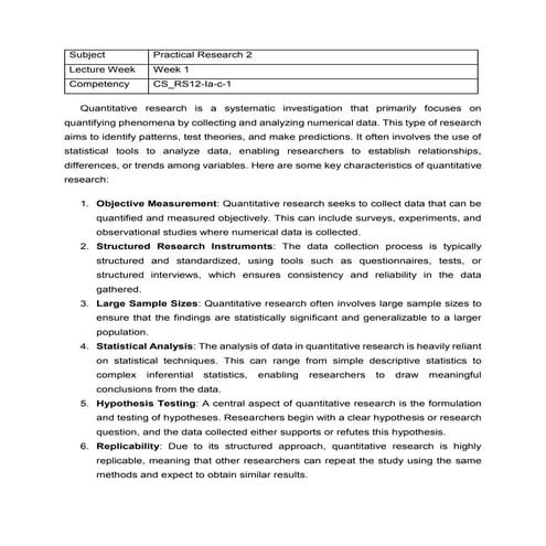 Lecture Notes for Practical Research (PR)2