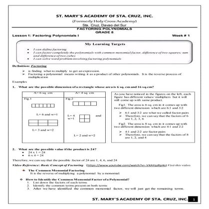 1st Quarter MATH 8 module
