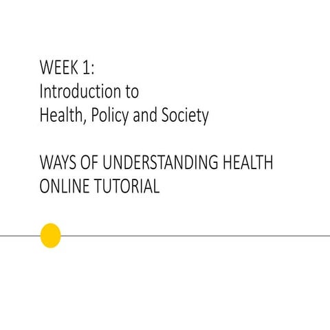 WAYS OF UNDERSTANDING HEALTH 261