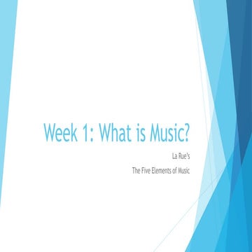 Week 1: "What is Music?"