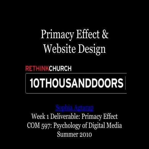 Primacy Effect & Web Design: Tenthousanddoors.org