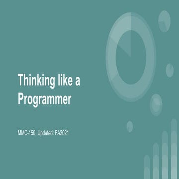 Thinking like a Programmer | PPT