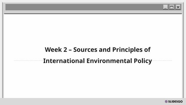 Sources and Principles of  International Environmental Policy