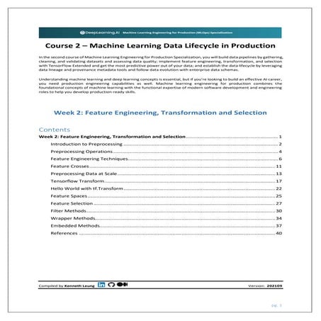  Machine Learning Data Life Cycle in Production (Week 2   feature engineering...