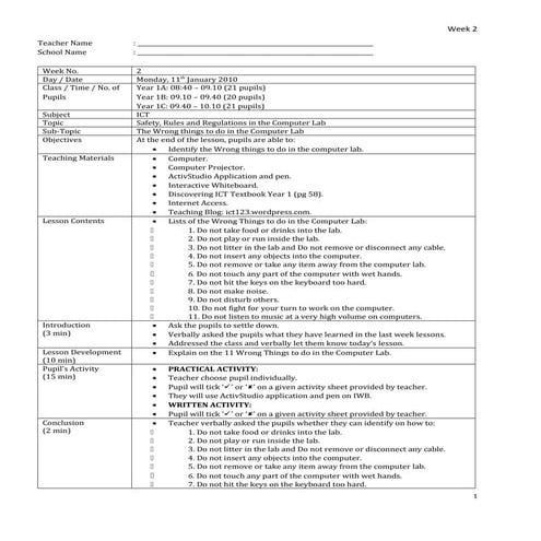 Week2 safety,rules and regulations in the computer lab