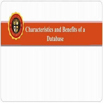 Week 2 Characteristics & Benefits of a Database & Types of Data Models ...
