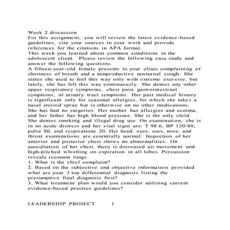 Week 2 discussionFor this assignment, you will review the latest