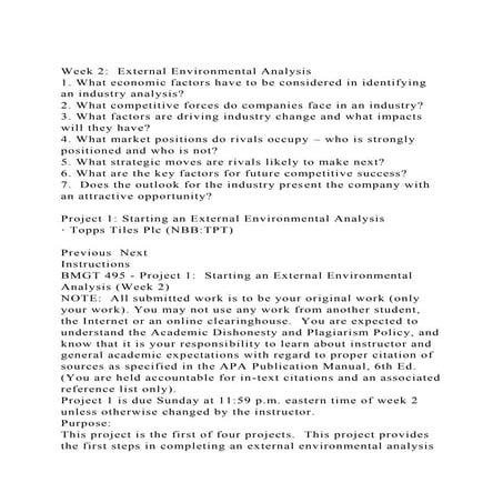 Week 2  External Environmental Analysis1. What economic factors.docx