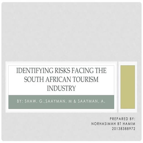 Identifying Risks Facing the South African Tourism Industry