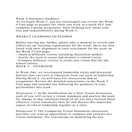 Week 2 Instructor GuidanceAs we begin Week 2, you are encouraged.docx