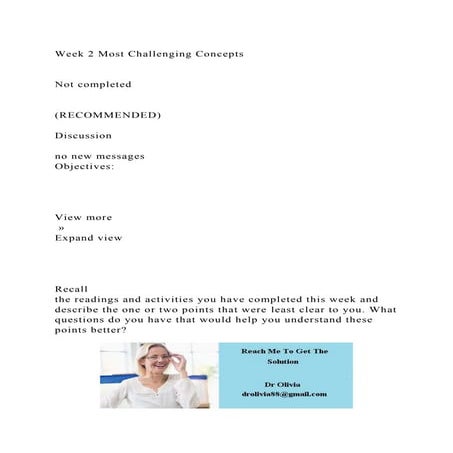 Week 2 Most Challenging ConceptsNot completed(RECOMMENDE.docx