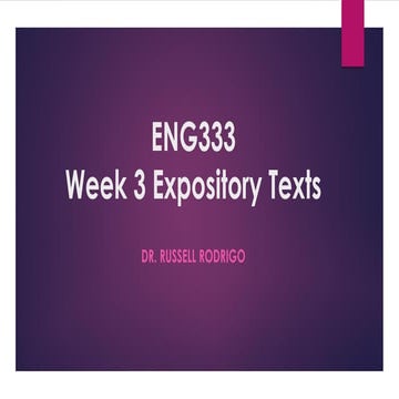 ENG333 Week 3 Expository Texts
