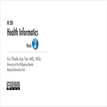 HI 201: Week 3 Health Informatics in the Philippines 