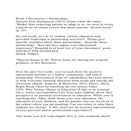 Week 3 Discussion 1 PartnershipsDiscern what Hjalmarson (2011) m.docx