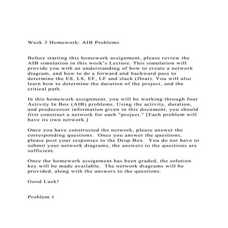 Week 3 Homework AIB ProblemsBefore starting this homewo.docx