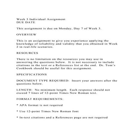 Week 3 Individual AssignmentDUE DATEThis assignment is due o.docx