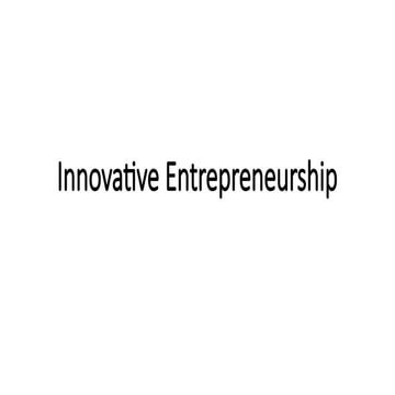 innovative entrepreneurship and its usage