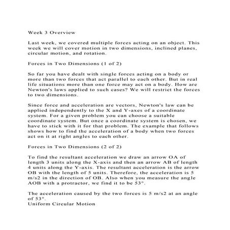 Week 3 OverviewLast week, we covered multiple forces acting on.docx