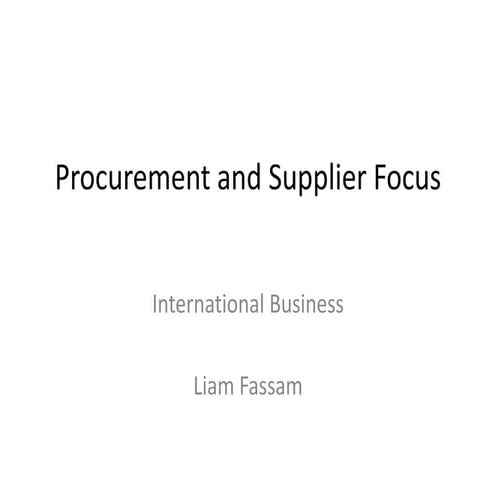 Week 3 procurement & supplier focus