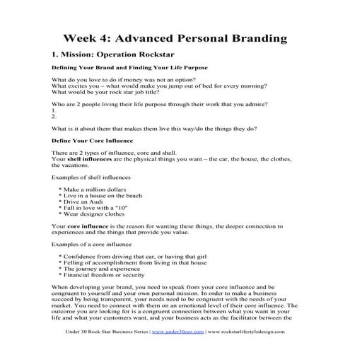 Week 4   Advanced Personal Branding