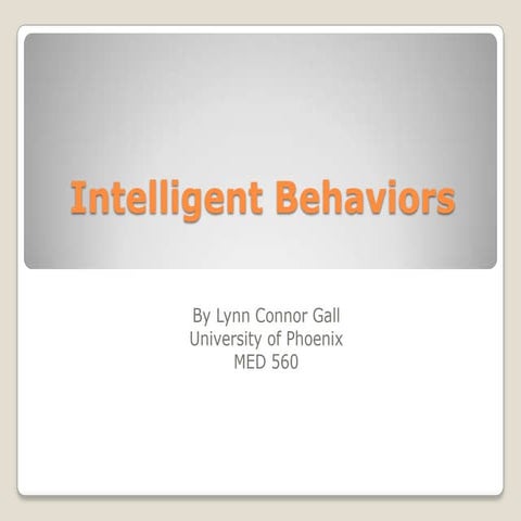 Intelligent Behaviors presentation