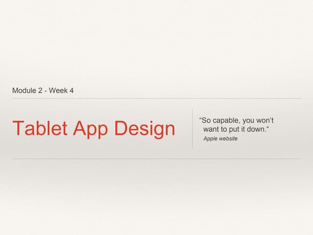 Week 4 - tablet app design