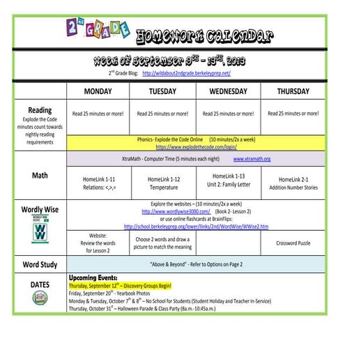 Second Grade Homework Week 2 Pdf