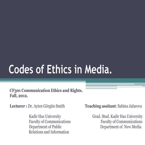 Codes of Ethics in Media | PPT