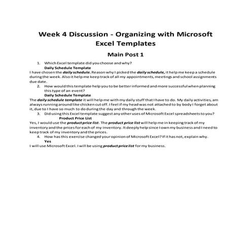 Organizing with Microsoft Excel Templates
