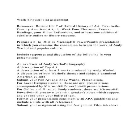 Week 4 PowerPoint assignmentResources Review Ch. 7 of Oxford .docx