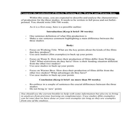 Production Essay Tips