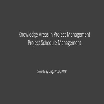 SCHEDULING IN PROJECT MANAGEMENT PROJECT SCHEDULE MANAGEMENT