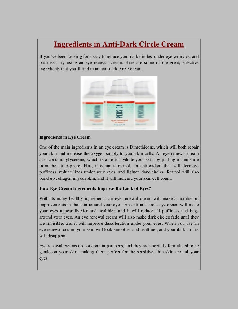 dark circles ingredients