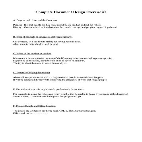 Complete document design exercise #2