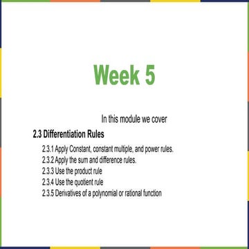 Week 5 Calculus 1 - Differentiation Rules.pptx