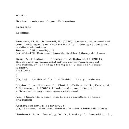 Week 5 Gender Identity and Sexual Orientation Resources .docx