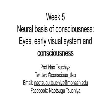 Week 1 the neural basis of consciousness introduction nao tsuchiya | PDF