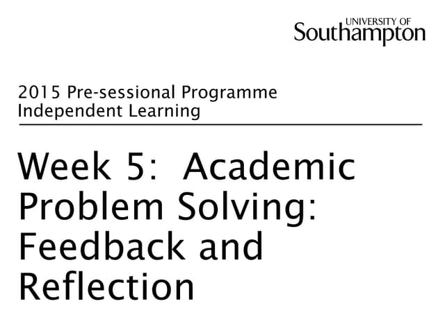 Week 5 Part 1: Academic Problem Solving 2015 (Bus)