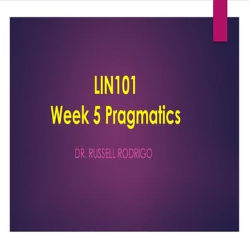 Week 5 pragmatics