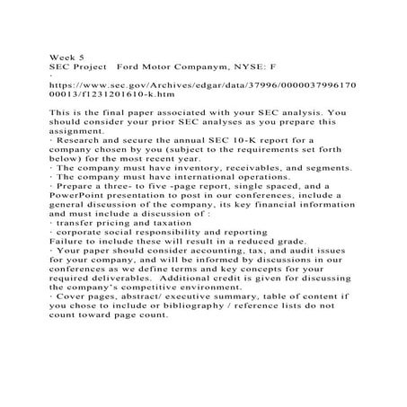 Week 5SEC Project   Ford Motor Companym, NYSE F· httpswww..docx