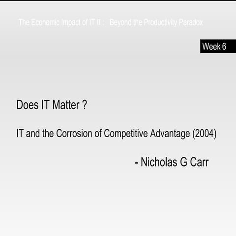 Book Reading  - Does IT Matter - Nicholas Carr