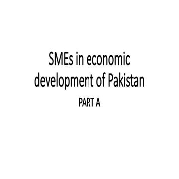 SME in the economic development of Pakistan