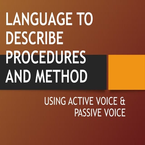 Week 6 7c - language in procedures & method | PPT